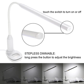Portable USB LED Desk Lamp 5V 24 Led Touch Sensor Stepless Dimmable Clip Table Light Eye