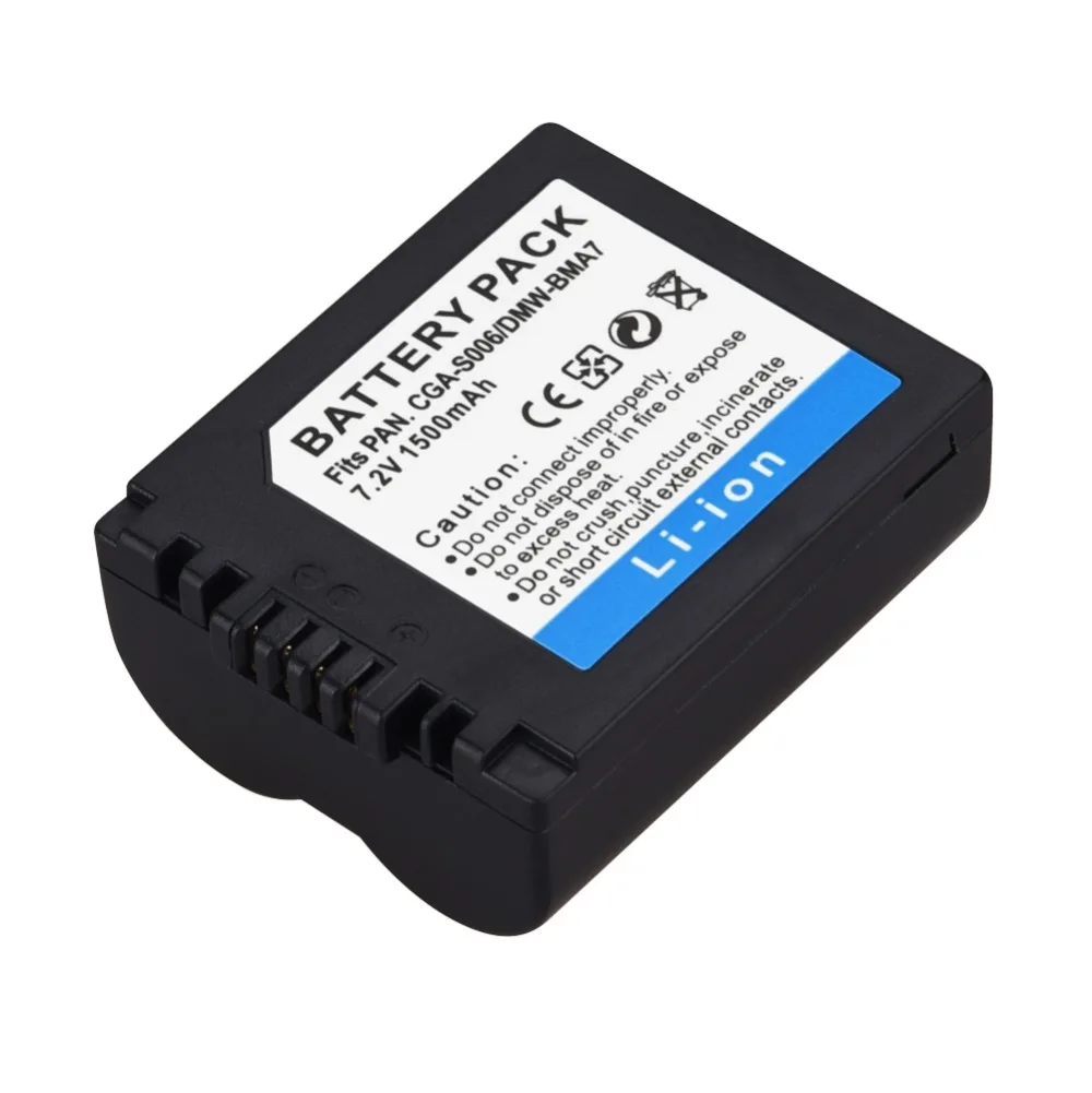 

1pc 1500mAh CGA-S006 DMW-BMA7 CGR-S006E Replacement Battery For Panasonic Lumix DMC-FZ7 FZ8 FZ18 FZ35 FZ28 FZ38 FZ30 Camera