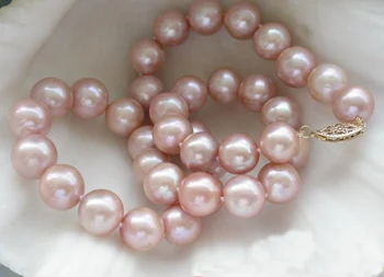

New Arriver Top Quality Natural Color Pearl Jewellery,17inches 11-12mm Round Lavender Real Freshwater Pearl Necklace