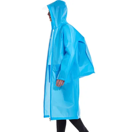 ПВХ прозрачные плащ-женщины водонепроницаемый пончо человек Chuva пальто мужские куртки накидка школьная сумка непроницаемый Велоспорт дождь LZO221 - Цвет: Blue