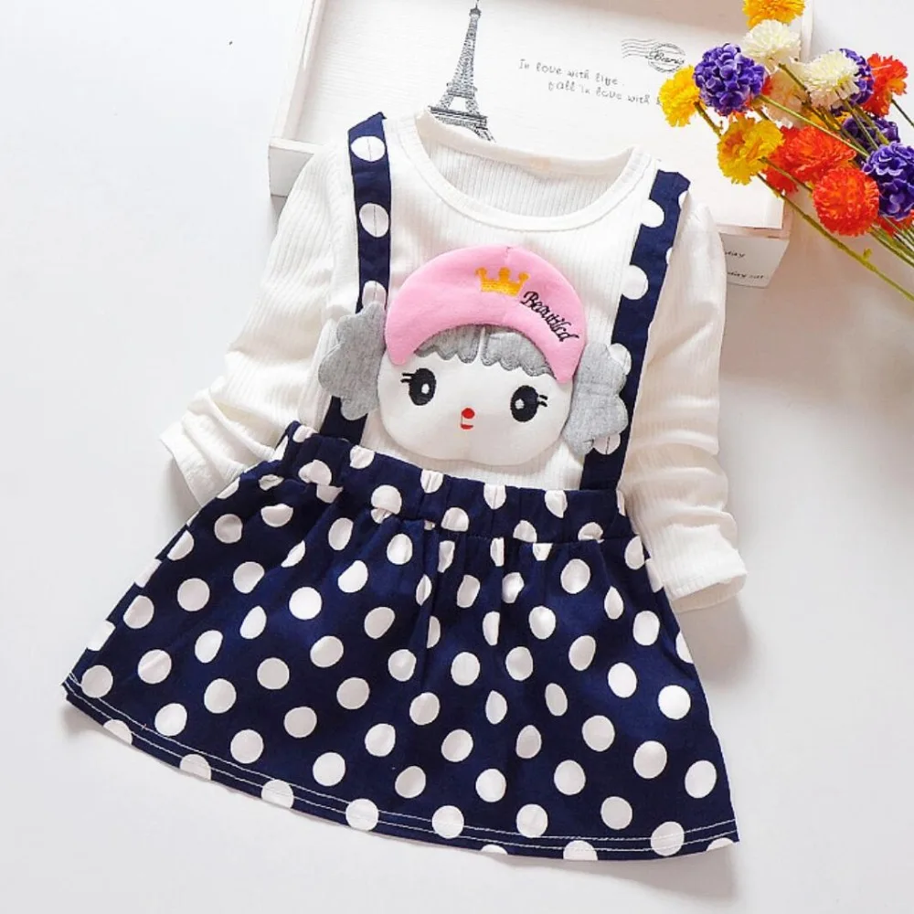 

Baby Girl Dress Vestidos Autumn Long Sleeved Polka Dot With Doll Accessories Princess Dress Birthday Dress Kids Bebes Clothes