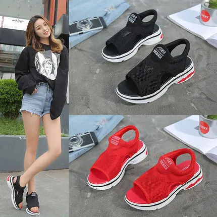 

2019 summer fish mouth breathable casual increase women's shoes Korean version of thick-soled platform shoes women soft bottom t