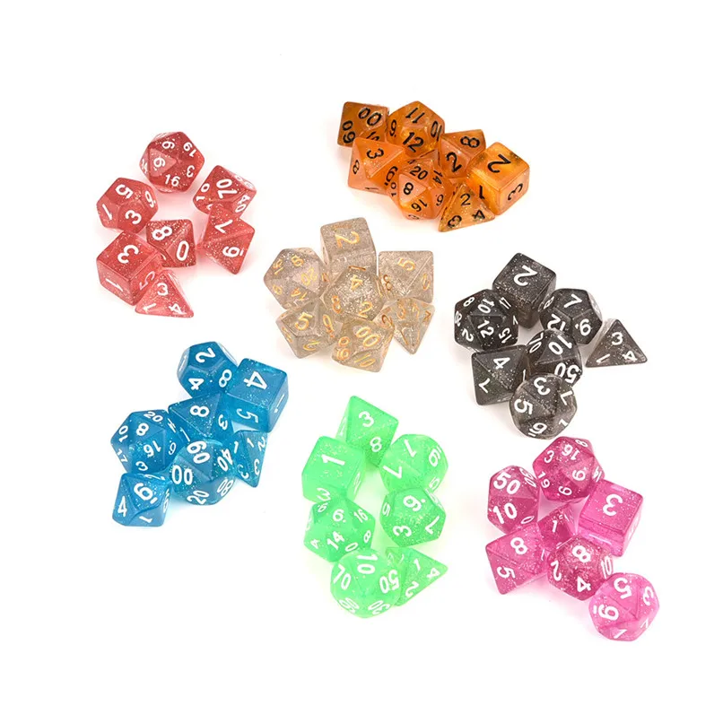 7pcs Set Multifaceted Dice TRPG Game Dungeons & Dragons Polyhedral D4-D20 Multi Sided Acrylic Dice #2o23 (13)