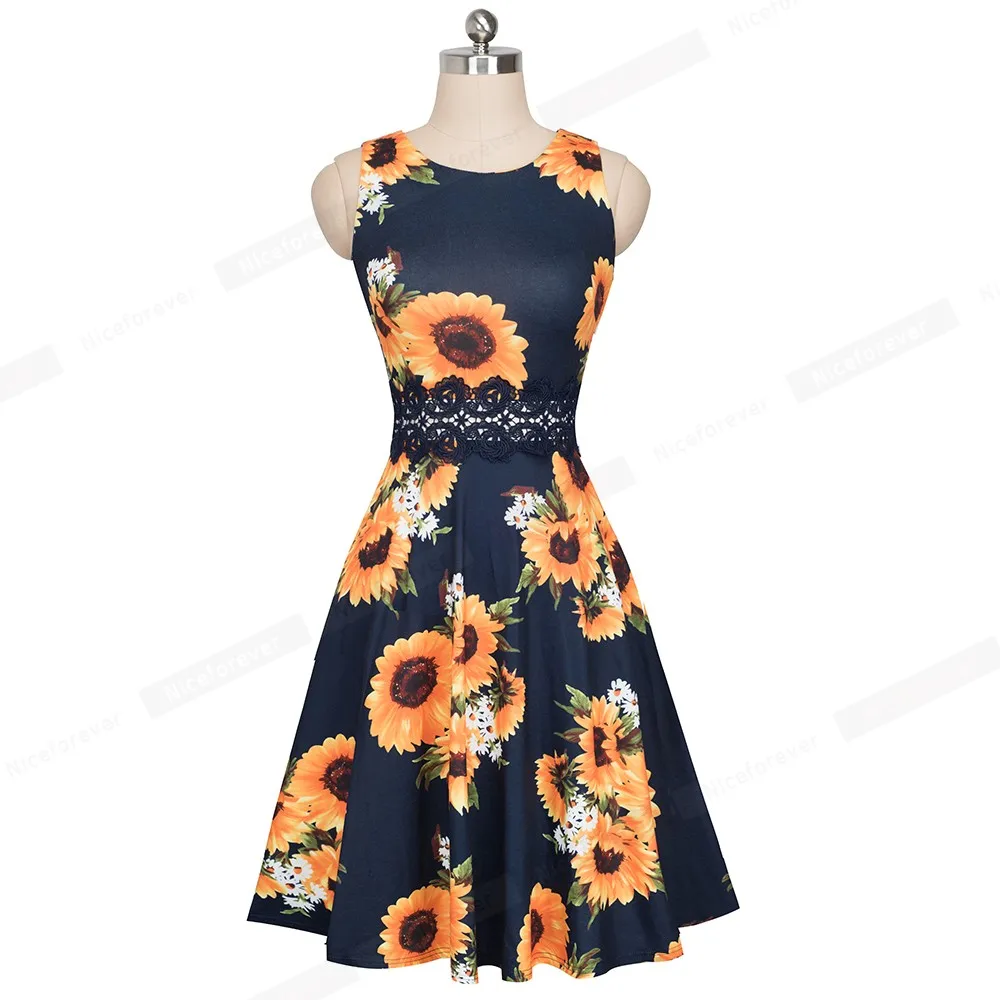 Nice-forever Vintage Elegant Embroidery Floral Lace Patchwork vestidos A-Line Pinup Business Women Party Flare Swing Dress A079 108 Nice-forever Vintage Elegant Embroidery Floral Lace Patchwork vestidos A-Line Pinup Business Women Party Flare Swing Dress A079 108