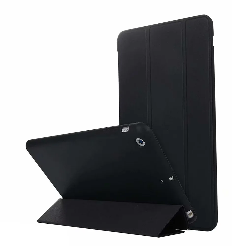 Чехол для iPad Mini 3 2 1, чехол из искусственной кожи, силиконовая Мягкая задняя крышка с тройной подставкой, авто спящий смарт-чехол для iPad Mini2 Funda - Цвет: Simple Black