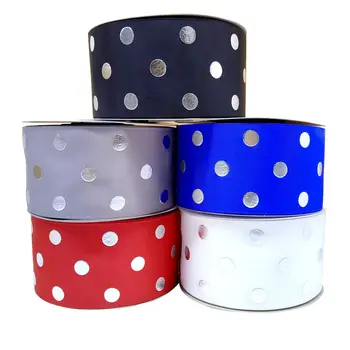 

New arrival free shipping 50yards 3''inch 75mm printed dot grosgrain ribbons cartoon ribbon DIY accessories