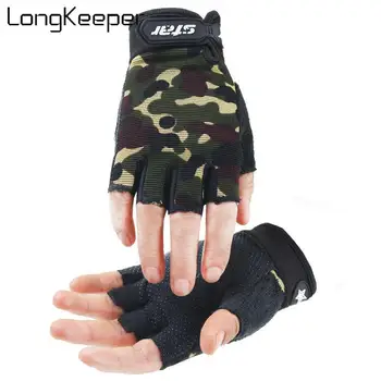 

LongKeeper Fingerless Gloves Men Women Half Finger Gloves For Kids Non-slip Sport Bicycle Camo Mittens Cool Guantes Ciclismo