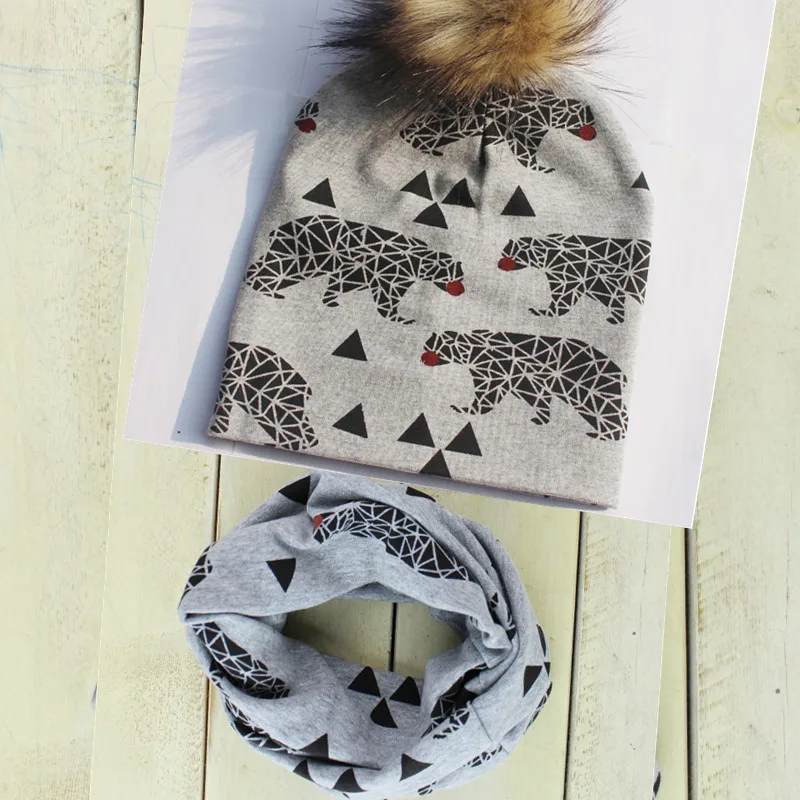 Г. Новые брендовые Детские вязаные шапки, комплект с утепленным воротником, с рисунком панды, Бэтмена, хлопковая детская шляпа, шарф, комплекты