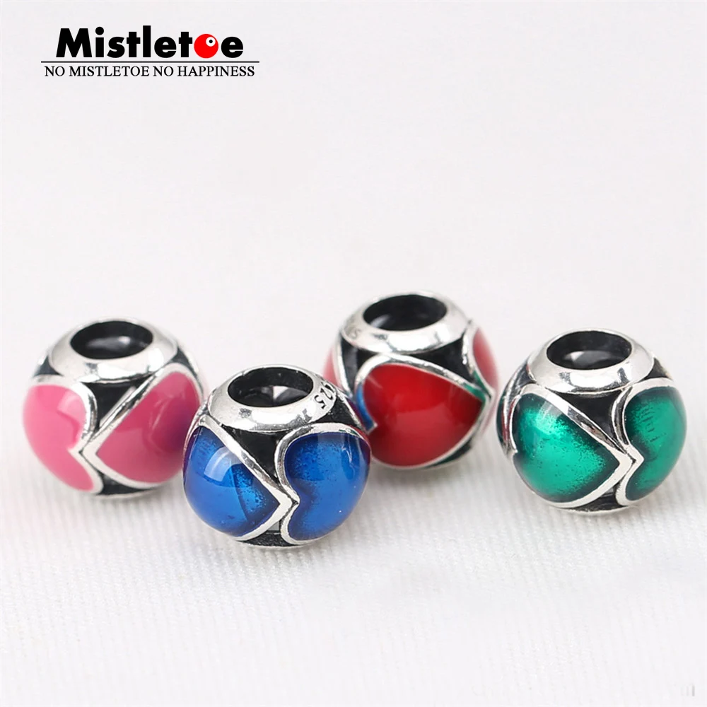 

Authentic 925 Sterling Silver Heart to Heart Red Blue Green Pink Enamel Charms Bead Fit European Bracelets Jewelry