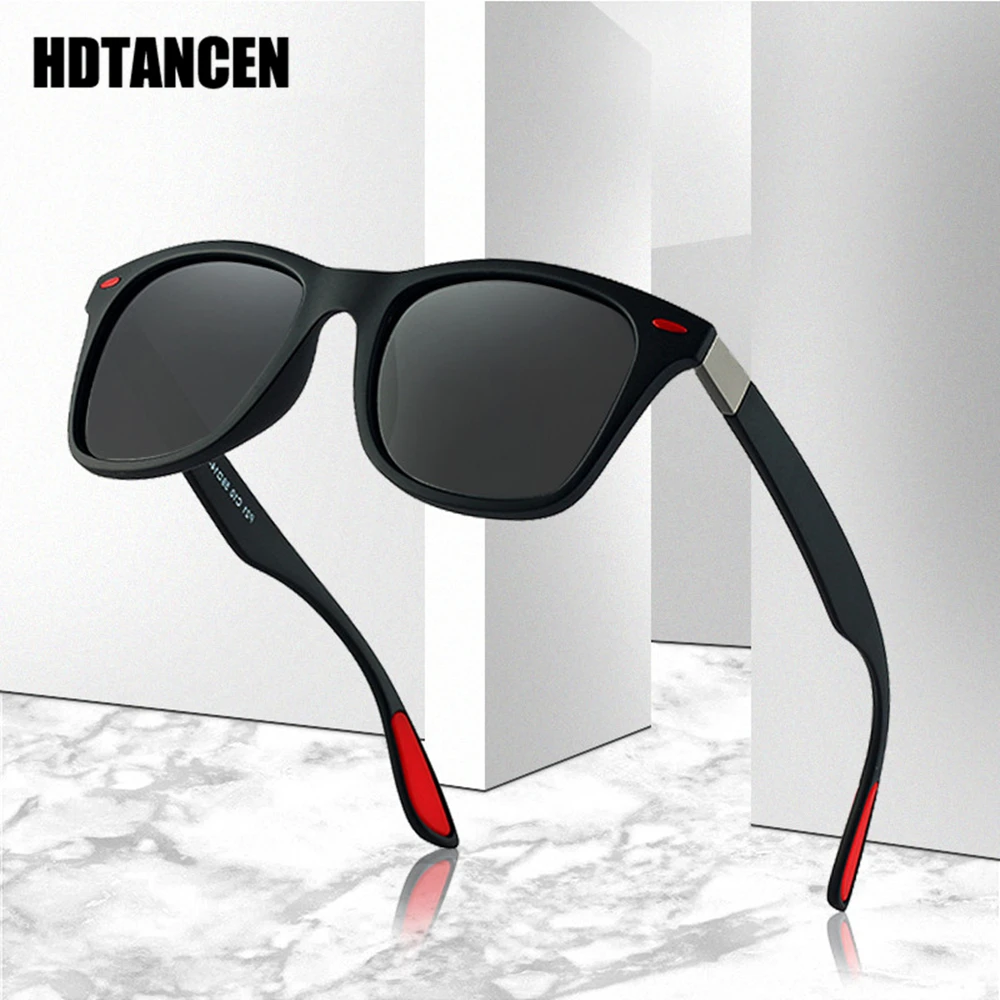 

HDTANCEN Classic Square Polarized Sunglasses Men Women Brand Designer Vintage Driving Goggle Rivet Mirror Male Sun Glasses UV400