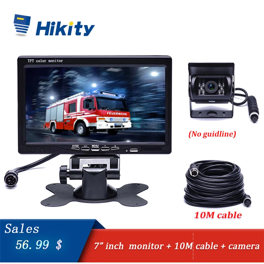 Hikity DC 12 V-24 V 7 &quotTFT LCD дисплей монитора автомобиля + 4 Pin IR камера ночного видения