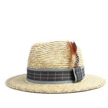 Пшеничной Соломы Летние Для женщин Для мужчин шляпа от солнца пляжная шляпа женская шляпа с широкими полями канотье Панама Бич панама джаз шляпа Размеры окружности головы 56-58 см