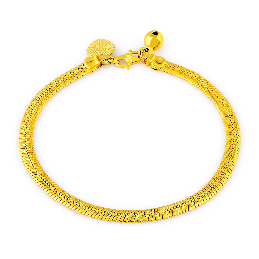 

wholesale 24k gold GP 4MM snake link chain bracelet for men Free Shipping.Fashion pure Gold COLOR men's Jewelry Bracelet