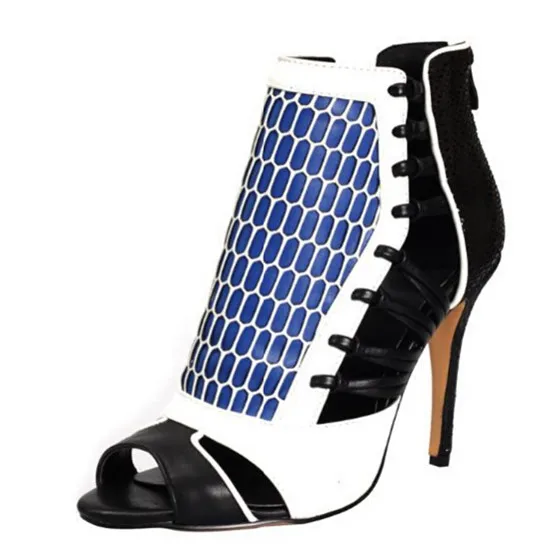 Sexy Open Toe Cut Outs Women Boots High Heels Gladiator Sandals Women Boots Mixed Color Ankle Boots Shoes Woman Botas Mujer (12)