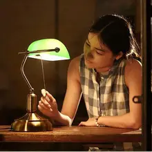 Стекло зеленый чехол для работы и учебы сигнал для школьного класса номер Стекло абажурная настольная декоративная исследование лампа для чтения E27* 1 светодиодный абажур
