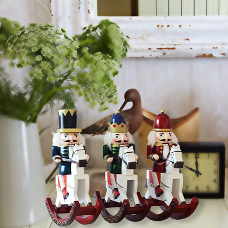 

Creative Wooden Cute Trojan Horse Nutcracker Puppet Model Miniature Ornaments Desktop Crafts Furnishing Articles Birthday Gifts