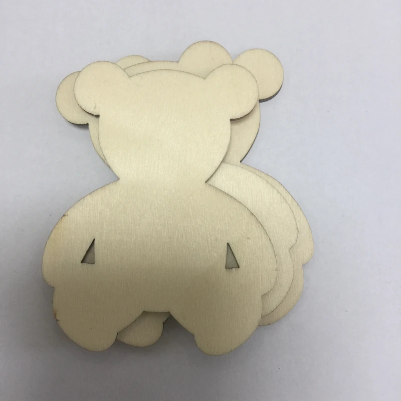 Набор из 50 медведь вырезанная форма lasercut НЕОБРАБОТАННАЯ древесина формы подарочная бирка деревянная игрушка diy ремесло