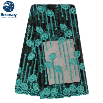 

2019 French Lace Fabric Rhinestones&Beads Embroidery Dubai French Lace Tulle Lace Fabric Wedding Party Materials Laces Fabrics