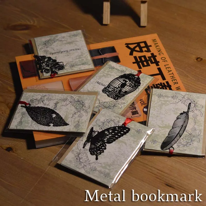 Bookmarks для книг Пеппер металлический перо черная бабочка DIY Милая каваи Подарочная этикетка для детей девочек ретро-книга марки Офис школа