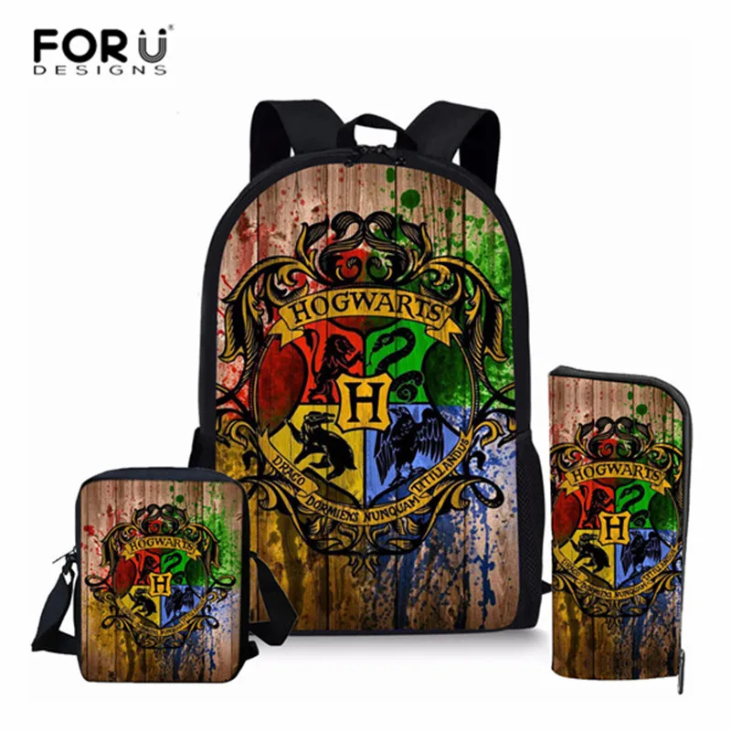 

FORUDESIGNS Men Backpack Harry Potter Bag for Teenager Boys Schoolbag Set Kids Cartoon Anime Pattern School Book Bag Rucksack