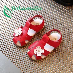 Bekamille летняя детская обувь для девочек милый цветок детские сандалии детская обувь сандалии для девочек одежда для малышей обувь красный