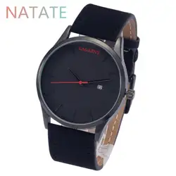 Natate cagarny Элитный бренд Для мужчин Часы Стиль кварцевые часы человек моды Наручные часы Водонепроницаемый кожа полное Календари часы