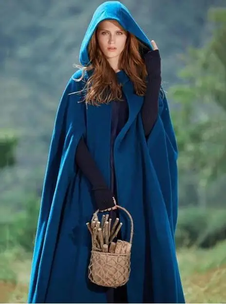 Cloak Coat Plus Size Cloak With Hood GRACEARTWomen's Hood Woolen