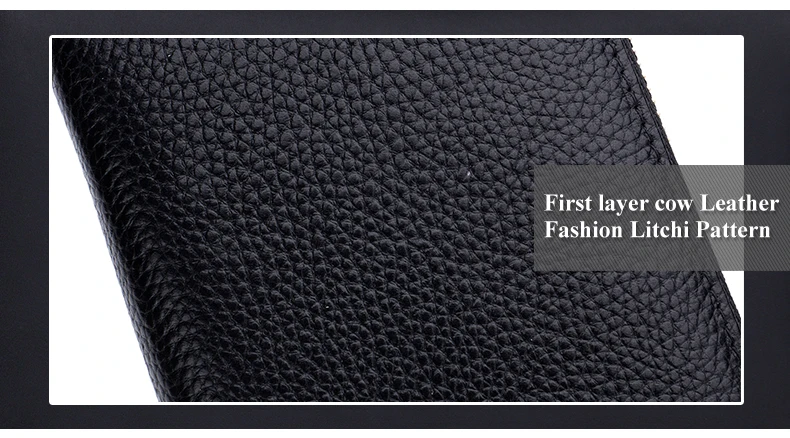Lomelobo Unisex Tassel Long Wallet Genuine Leather Women Men Litchi Cowhide Leather portomonee Boy Girl Credit Card Holder Purse HPLA218 Details (01)