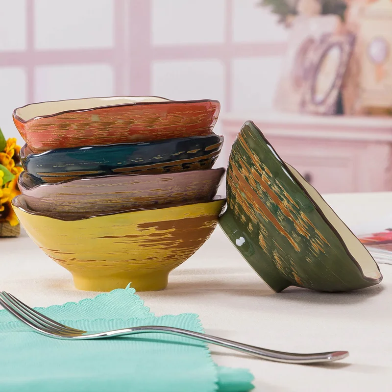 Dinnerware Set Ceramic Bowls 5pcs set Colorful Shell bowl Dessert font b Salad b font Leisure