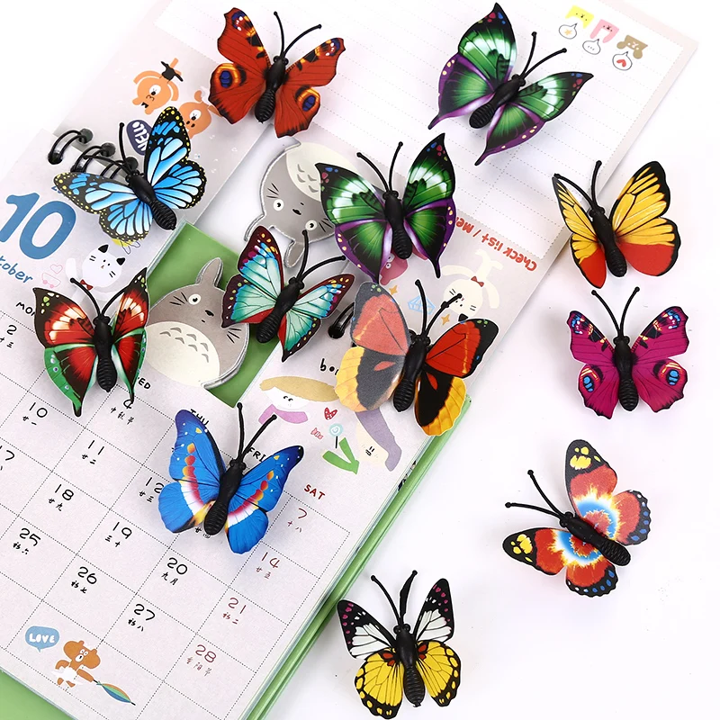 12 أجزاء/دفعة pvc فراشة الشارات 3d خلفيات الأطفال غرفة الديكور ملصق لاصق جدار المنزل decoration adesivo de par