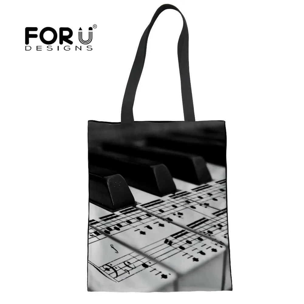 FORUDESIGNS/многоразовая сумка для покупок с музыкальными нотами и клавиатурой