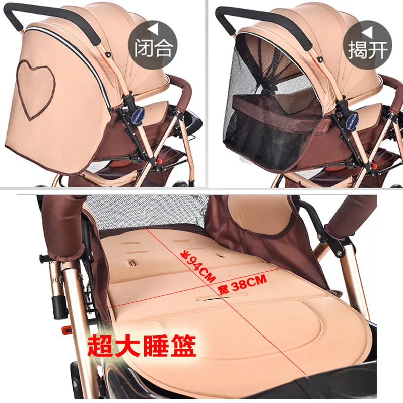 Ultra-light baby stroller Four-wheeled Baby Trolley Portable Folding Two-way Implementation Of Recl