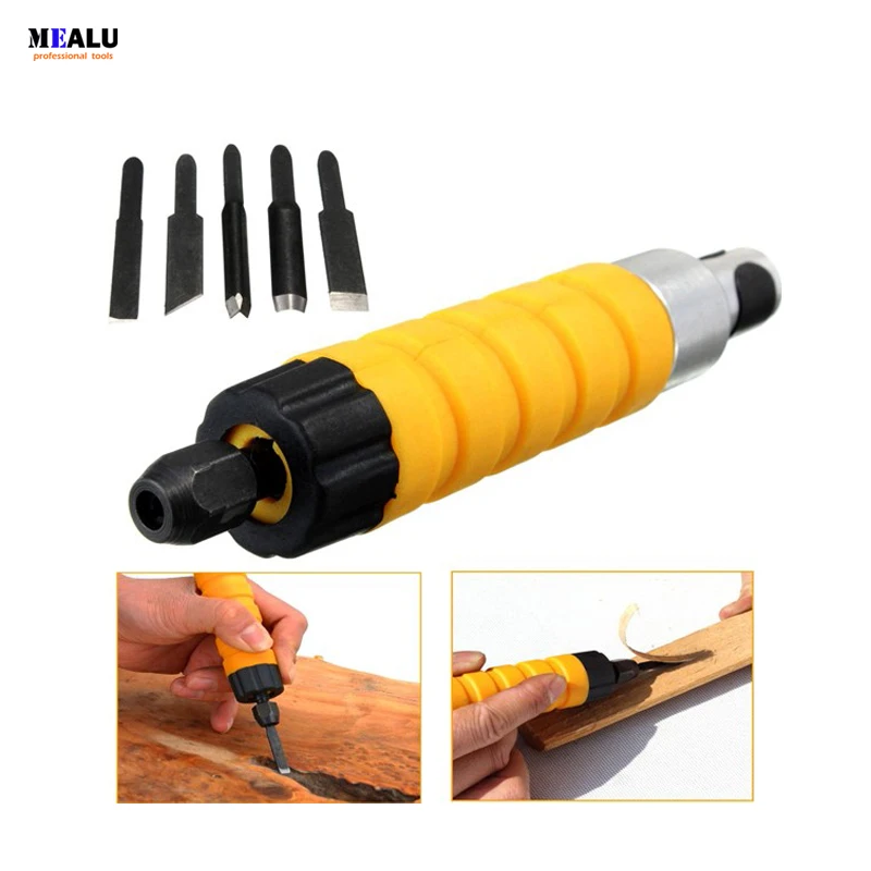 Woodworking Carving Chisel Electric Machine Tool with 5 Carving Blades Carving Chisel