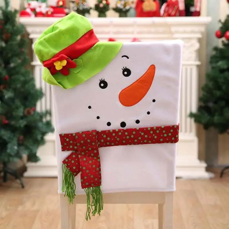 1pc Santa Claus Christmas Chair Cover Set Skiing Style Event Xmas Party Decor Dinner Chairs