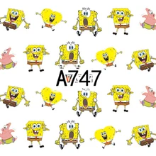 Наклейки для ногтей, художественное украшение, Губка Боб, мультяшный слайдер, клей, Переводные переводные наклейки, маникюрный лак, художественные аксессуары, лаковая фольга