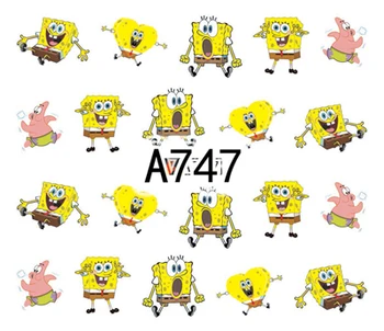 

Nail sticker art decoration SpongeBob cartoon slider adhesive Water Transfer decals manicure lacquer art accessoires polish foil