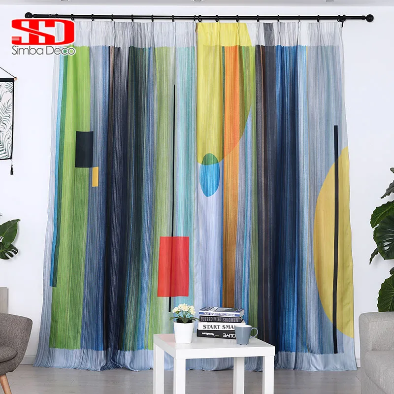 Colorful Striped New Modern Blackout Curtains For Living Room Space Collocation Simple Style Drapes For Window Treatment Panel