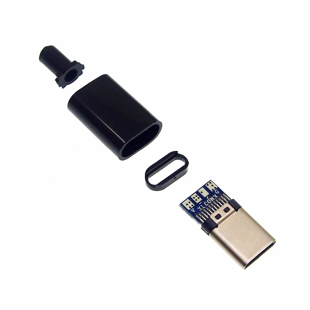 10set 4 IN 1 USB3.1 Type C connector Charging and data male plug with PCB board black housing | Электроника