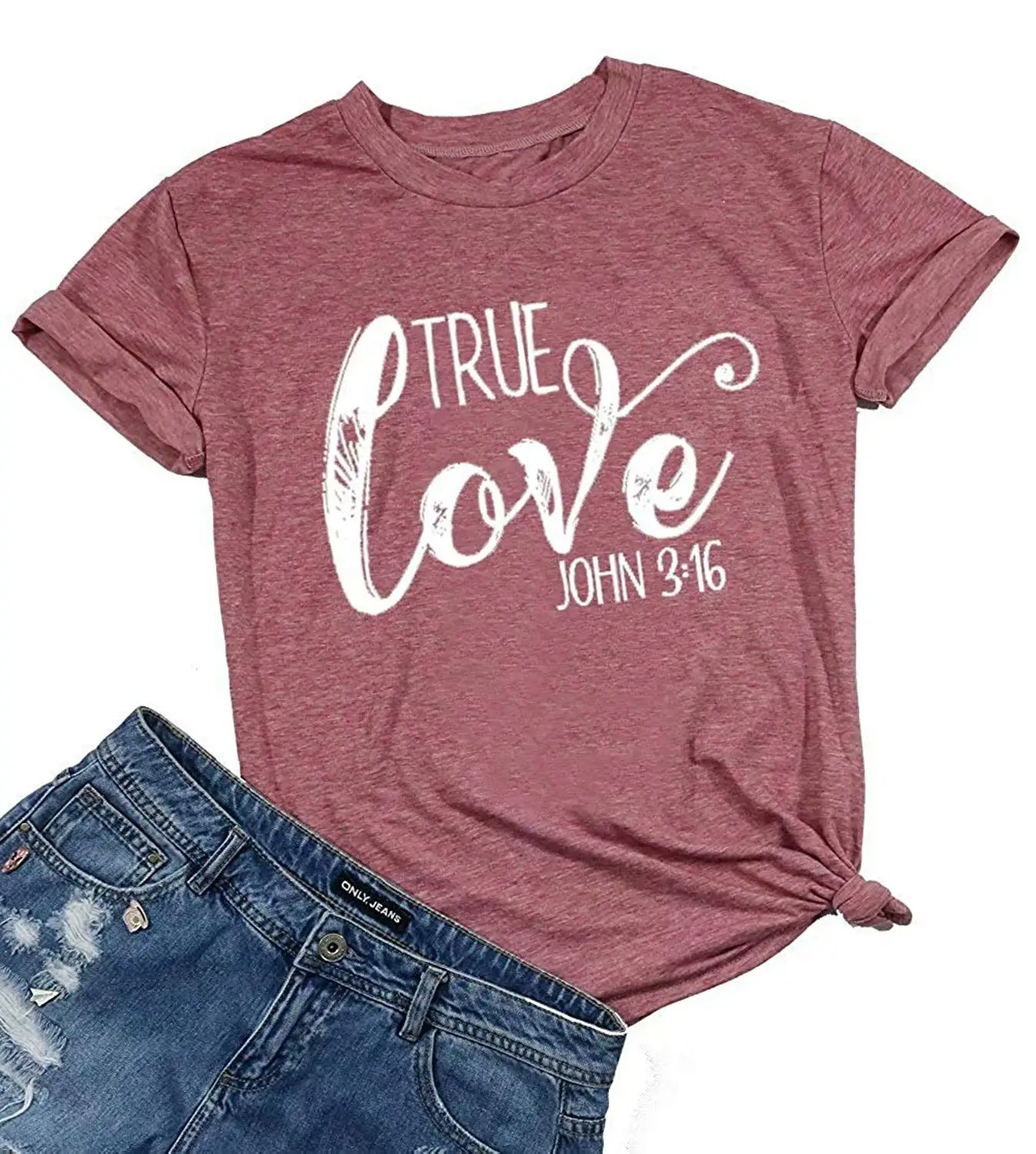 True Love рубашка с религиозным рисунком для женщин вдохновляющие короткий рукав