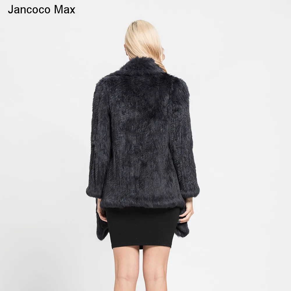 Jancoco Max 2019 натуральное кроличье меховое вязаное пальто наивысшего качества