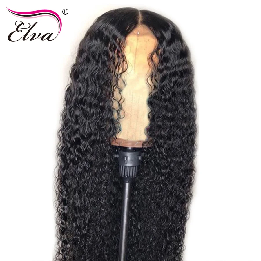 Curly 360 Lace Frontal font b Wig b font Elva Lace Front Human Hair font b