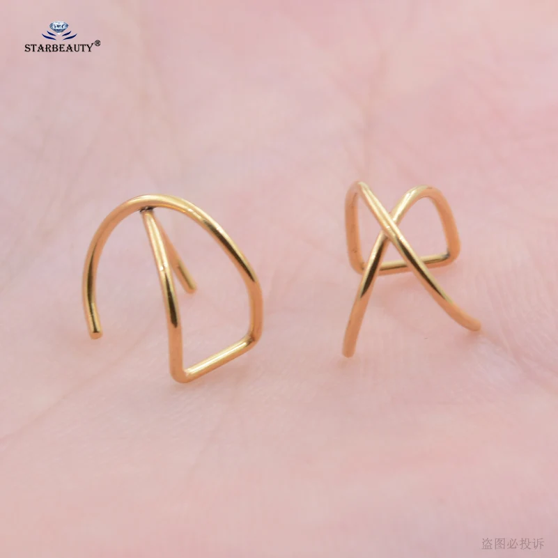 ear piercing jewelry 2 pcs/lot Double Triple C X Helix Piercing Oreja Fake Earrings Non-pierced Ear Cuff Clip on Earrings Fake Piercing Rings Pircing angel body piercing