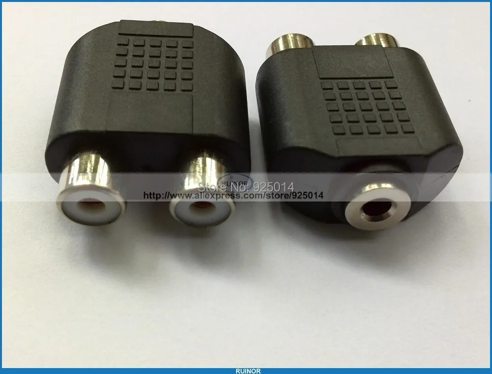 

20 PCS/lot 3.5mm Female jack to 2 Female Y style Dual RCA Audio Splitter Adapter FROM RUINOR