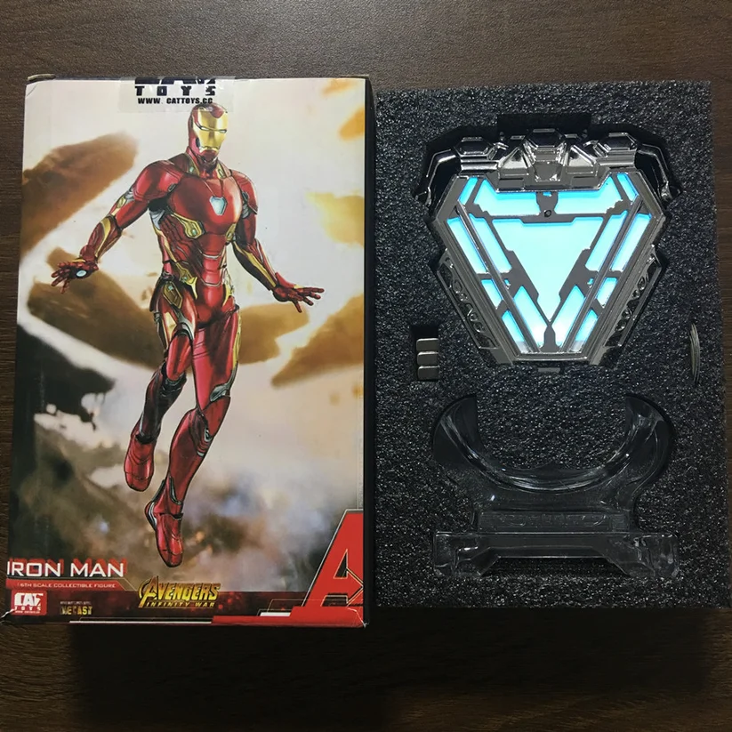 

The Avengers 4 New Hot!! 1:1 Scale Iron Man Mark 50 MK50 Nano Suit Armor Arc Reactor LED Light Figure Model Toys Dolls