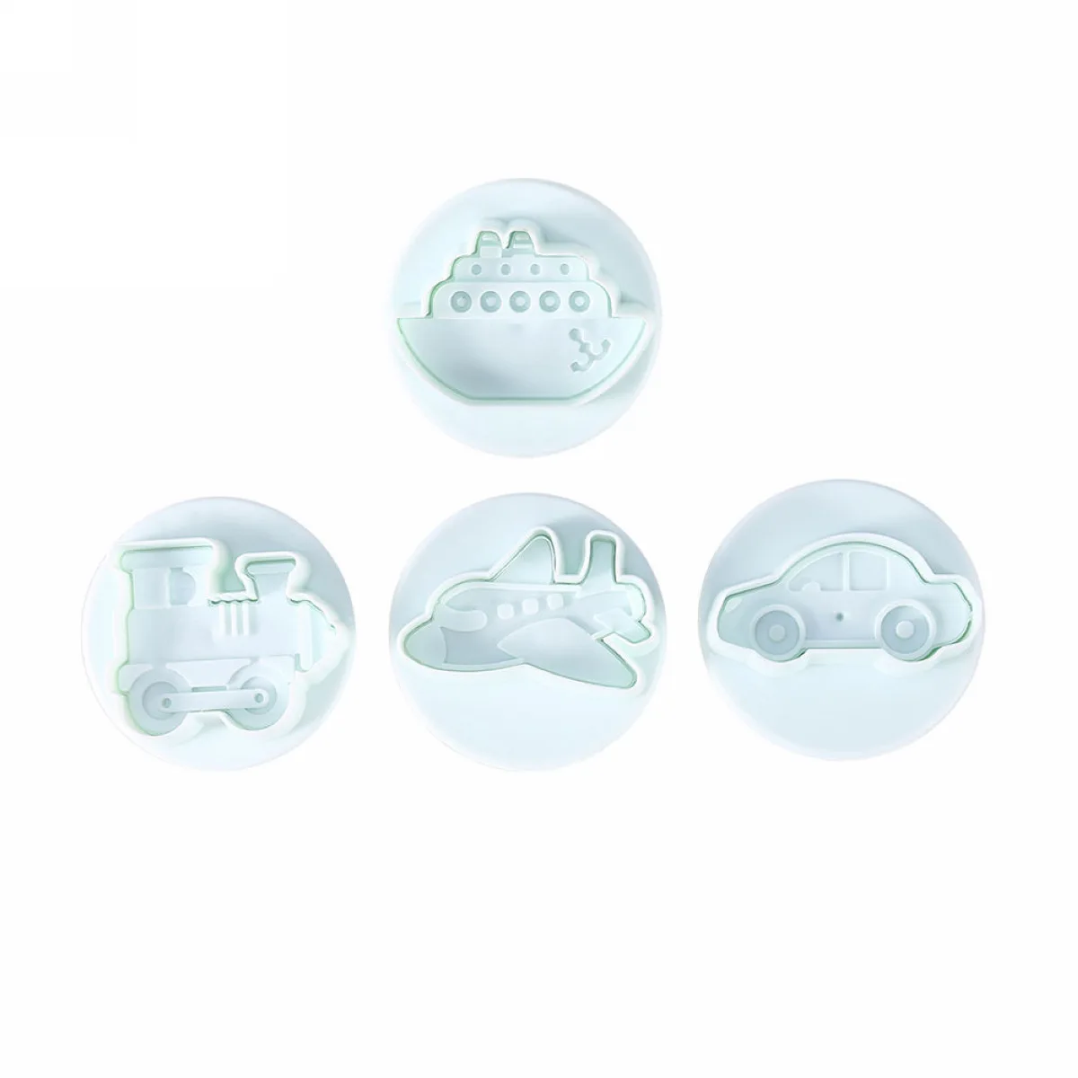 L 4pcs/lot Car Train Ship Plane Fondant Mold Cutter Cake Cookie Sugarcraft Decor Moulds