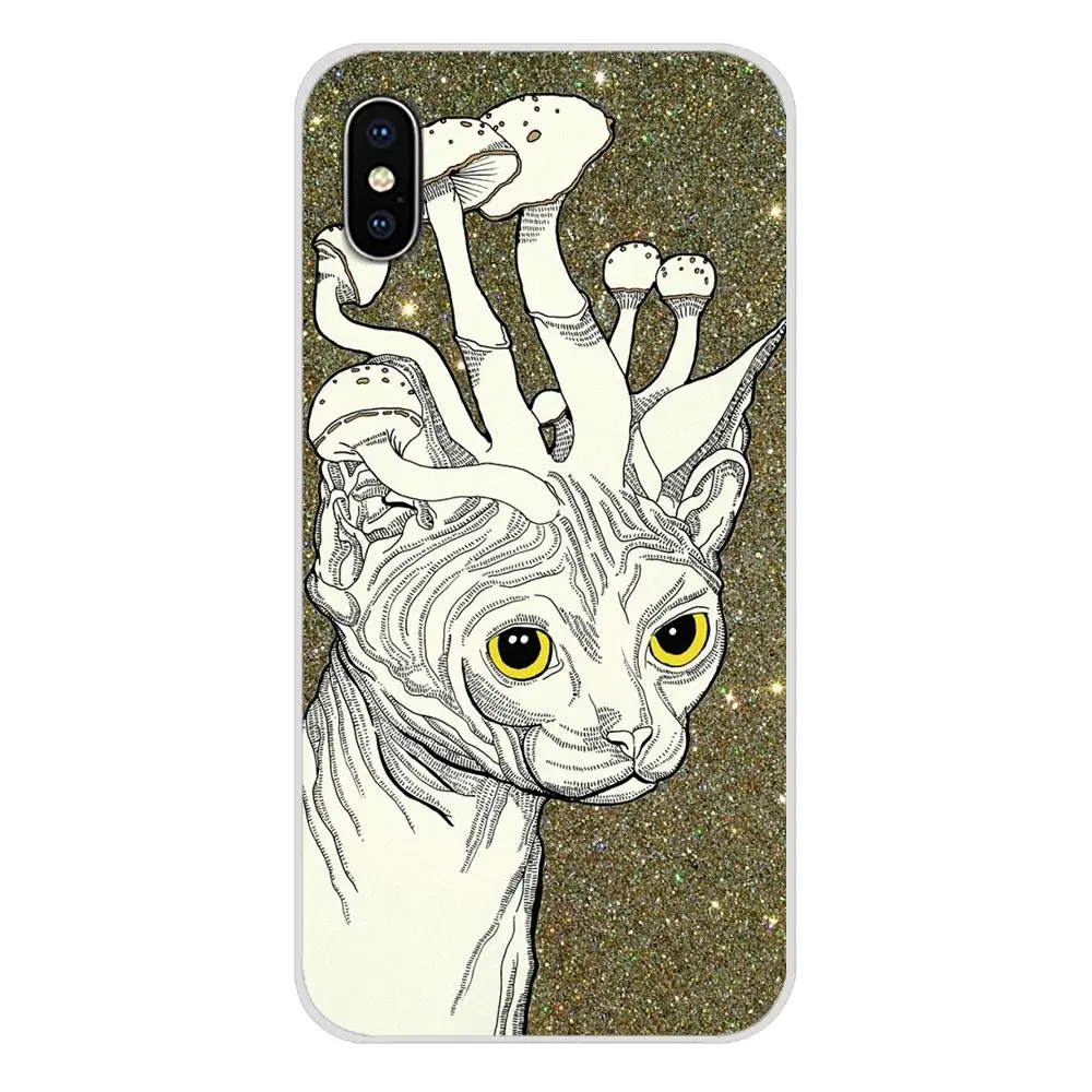 Чехол для Apple iPhone X XR XS MAX 4 4S 5 5S 5C SE 6 6S 7 8 Plus ipod touch Tattoo Sphinx Cat аксессуары чехлы