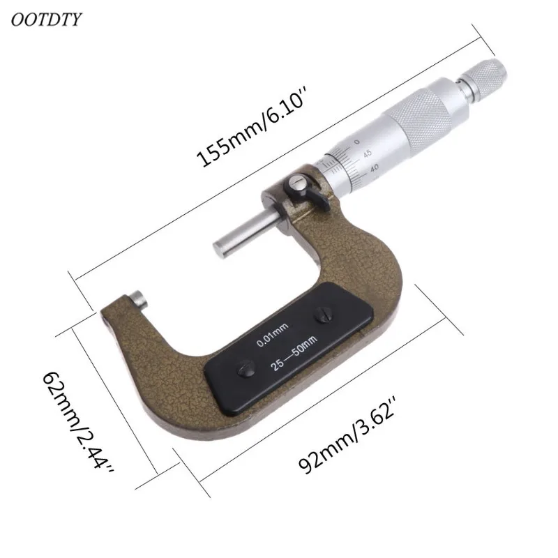

OOTDTY Range 25-50mm Accuracy 0.01mm Outside Caliper Micrometer High Quality Precision Measuring Tools