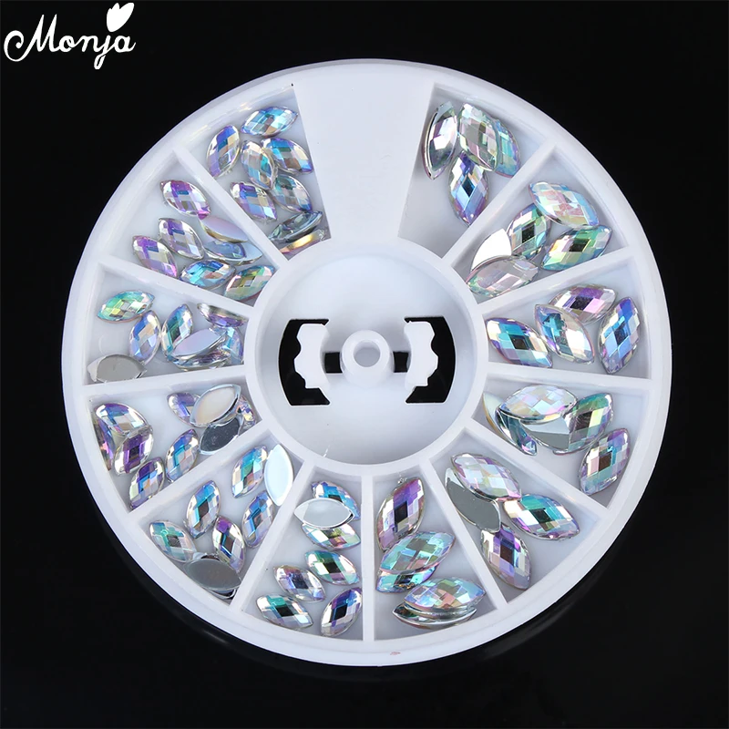Monja Nail Art 2 размера конский глаз Форма AB плоская подставка из горного хрусталя