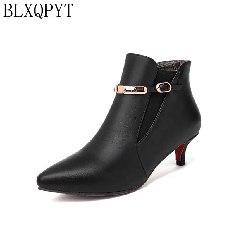 BLXQPYT/большие размеры 33-47, весенне-осенние пикантные женские ботильоны на шпильке с острым носком свадебные туфли женская обувь, 57-7