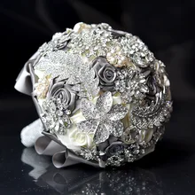 Элегантные пользовательские цвета слоновой кости букеты невесты Потрясающий Жемчуг бисером кристалл брошь стежка Свадебные букеты brylup bukett